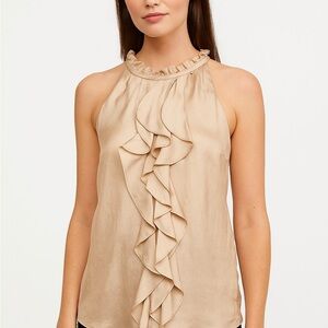 Alfani Tan Sleeveless Ruffled Blouse